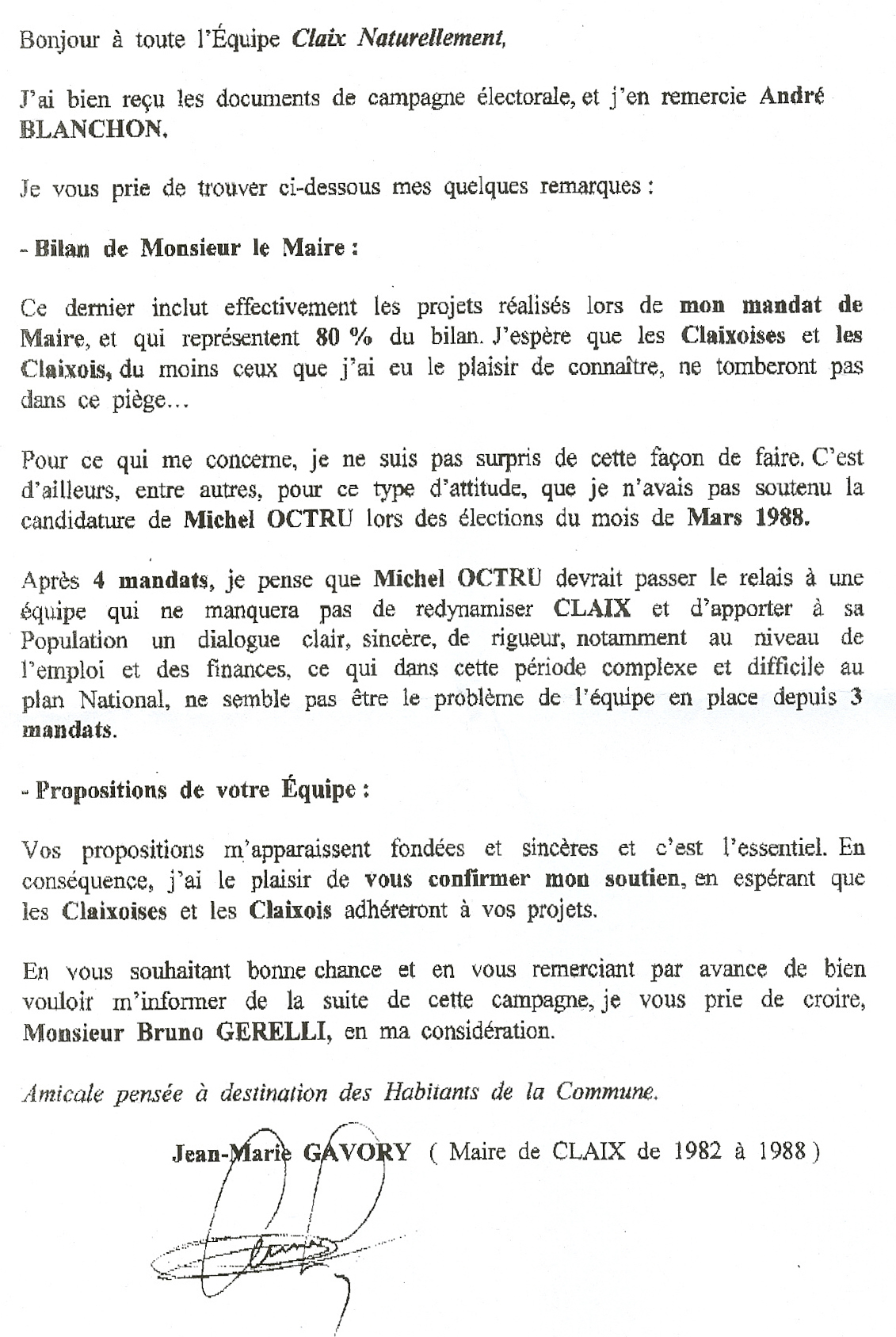 Fax reçu de Jean-Marie Gavory