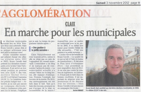 Interview de Bruno Gerelli - municipales 2014 à Claix